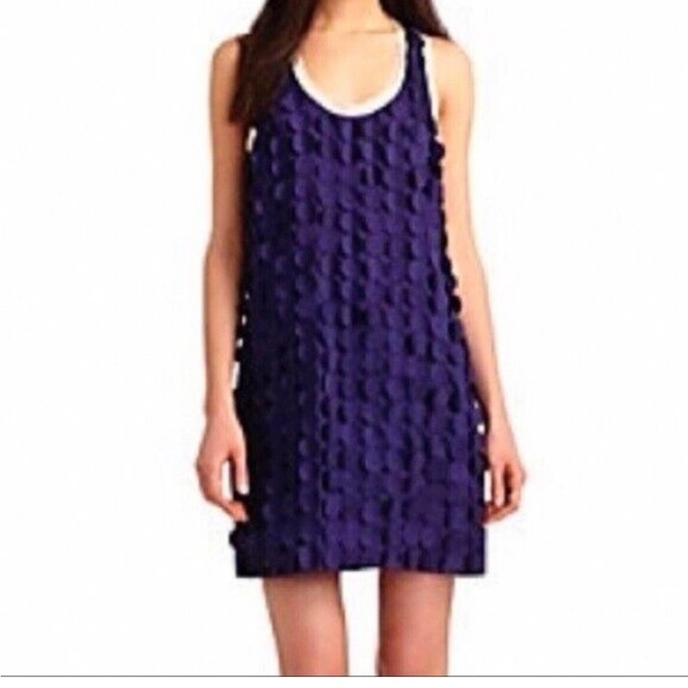 Ali Ro Racerback Sleeveless Mini‎ Dress Laser Cut Circle Y2K Purple/Cream 2